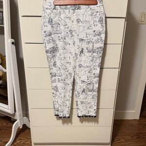 Chico's White and Black Patterned Cropped Pants
